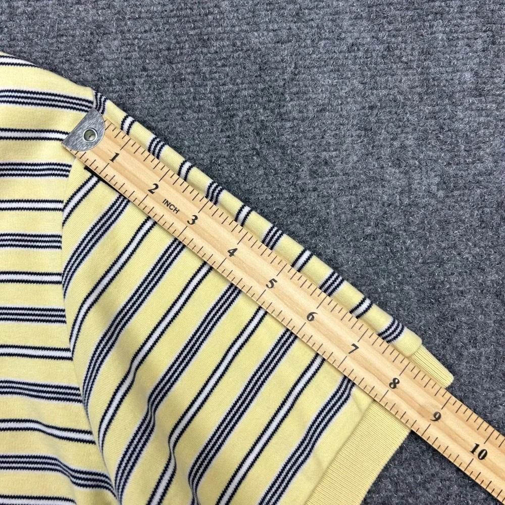 Polo Ralph Lauren Polo Shirt Mens L Yellow Blue Striped Preppy Golf Short Sleeve